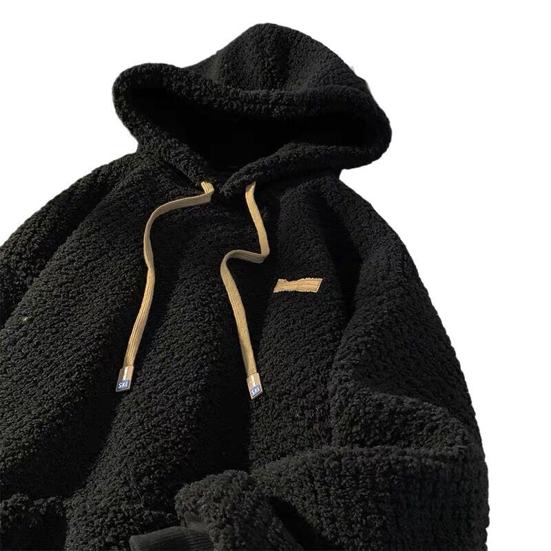 Men's Clothing Men's winter lambskin hooded sweatshirt with velvet and thickening oversize jacket for autumn and winter new trendy brand tops_voghion.com