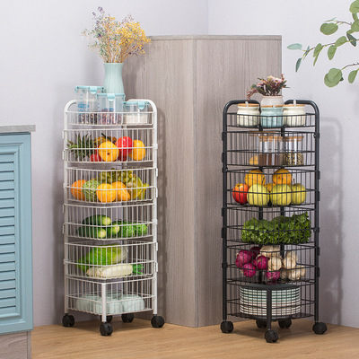 kitchen to ground Shelf Removable multi-storey garden cart Storage rack Caught Rotary Clematis Shopping basket