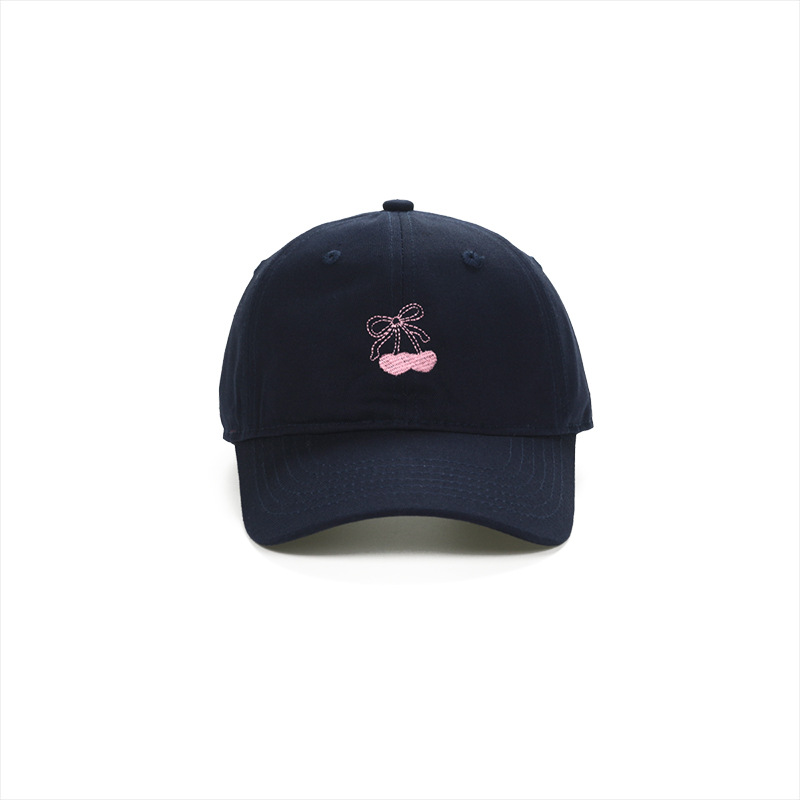 Cherry, Solid Color, Bow Knot Pattern Women's Cute Modern Style Sweet Cherry Solid Color Bow Knot Curved Eaves Baseball Cap