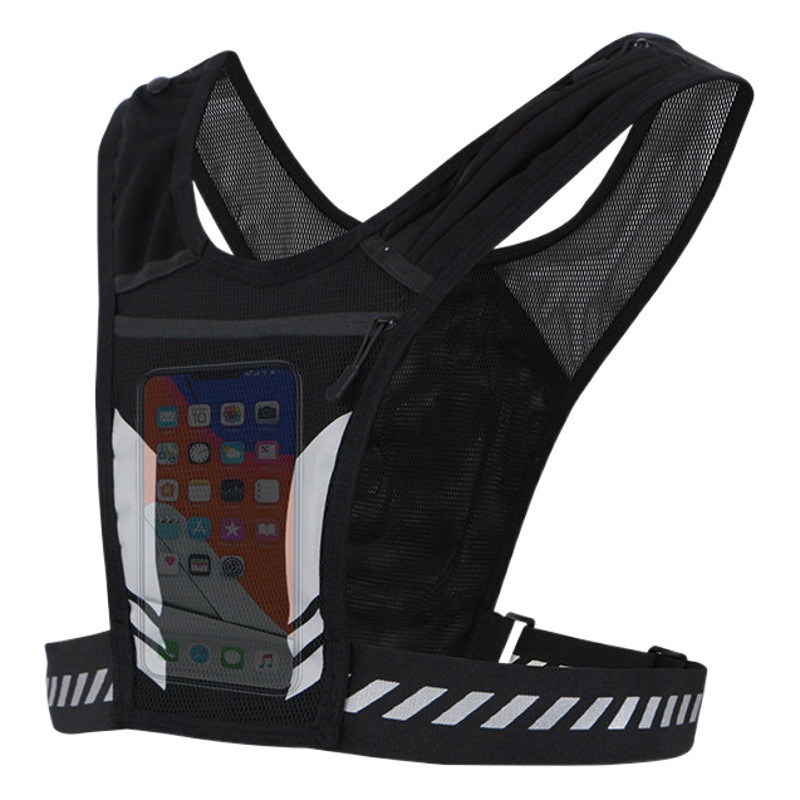 Deportes al aire libre hombres y mujeres de moda bolsa pecho hervidor transpirable ciclismo noche corriendo gran capacidad teléfono móvil mochila reflectante