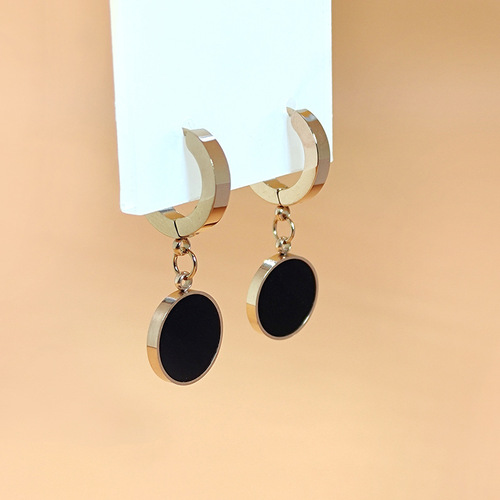 Korean style niche design fashionable rose gold 18K gold titanium steel non-fading earrings women's simple temperament earrings