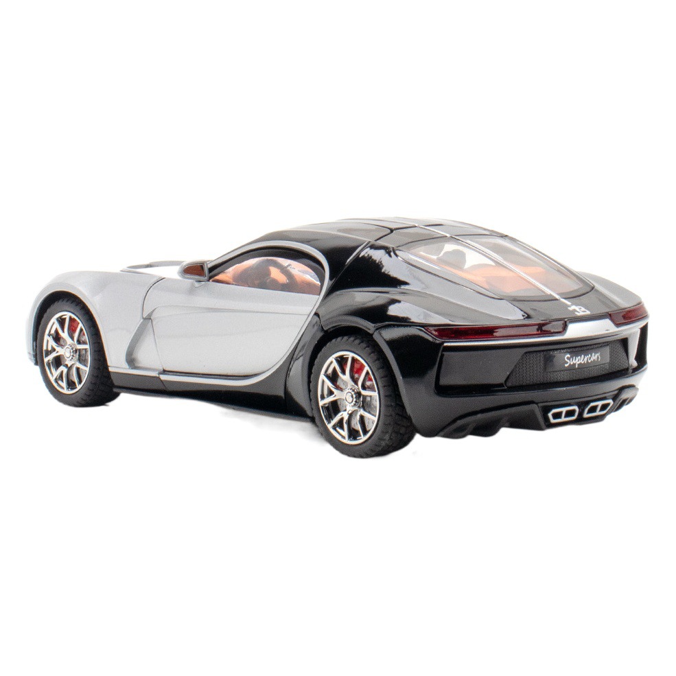 Modelo de coche de aleación de coche 1:24 Bugatti Atlántico coche deportivo Tire hacia atrás el sonido y la luz 4 Puerta Abierta modelo de coche de juguete adornos