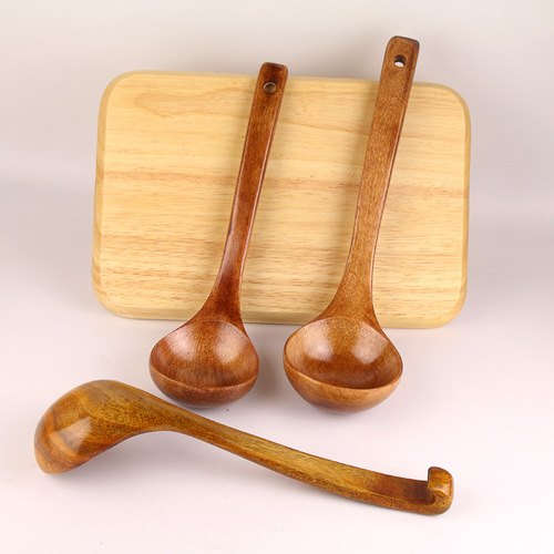 Long-handled wooden spatula, wok shovel, large lacquer color spatula spoon, non-stick pan rice spoon, frying spatula, soup spoon, curved spoon