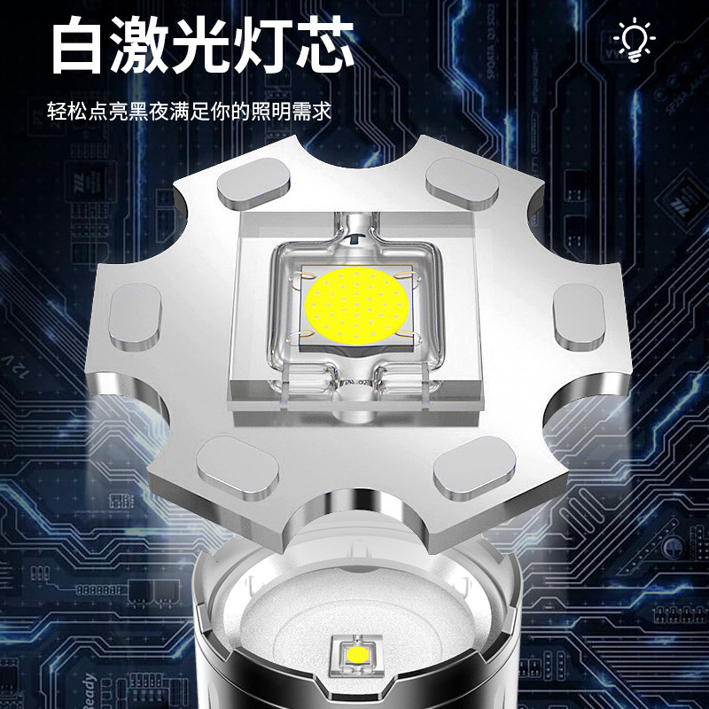 Linterna láser de luz fuerte de alta potencia de zoom telescópico remoto lado de la linterna LCD pantalla eléctrica TypeC carga rápida