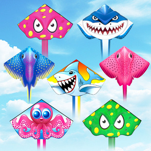 Cross-Border Amazon Octopus Shark Warcraft Fish Triangle Kite Large Paper Kite Kite Children's Toy Outdoor Kite