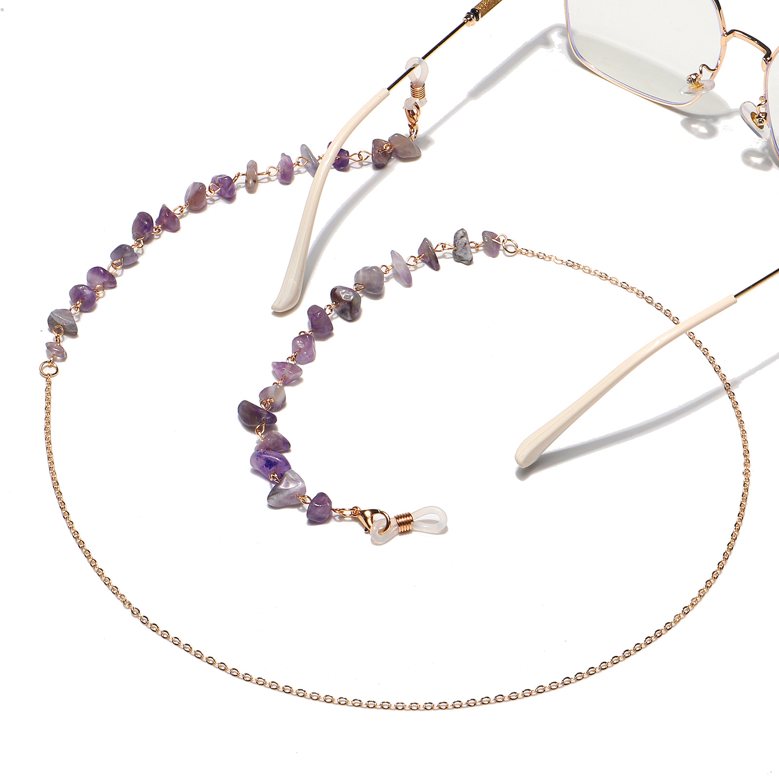 25g Weight Metal Material Gold, Silver Color Fashion Simple Stone Chain Glasses Chain 7