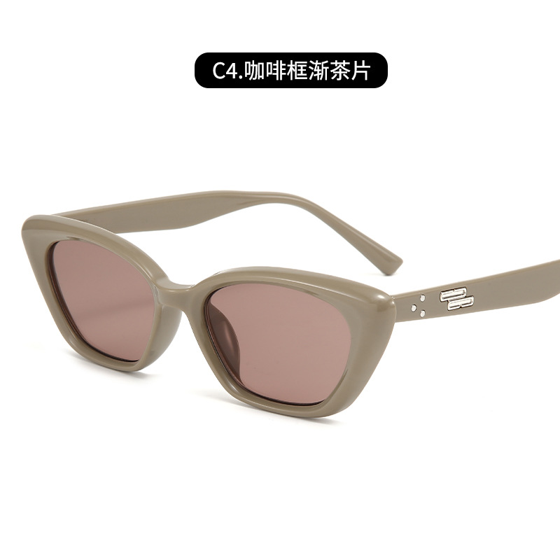 Estilo coreano GM cara pequeña gafas de sol de alta calidad a prueba de sol de verano celebridad de Internet cara redonda triángulo ojo de gato gafas de sol retro de moda de las mujeres image 11