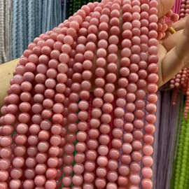 天然石优化红纹石DIY项链手链配件批发饰品佛珠串散珠厂家批发半