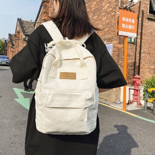 Hong Kong Style Washed Canvas Schoolbag Korean Style Large Capacity Simple Retro Backpack Travel Handbag for Men and Women Students
