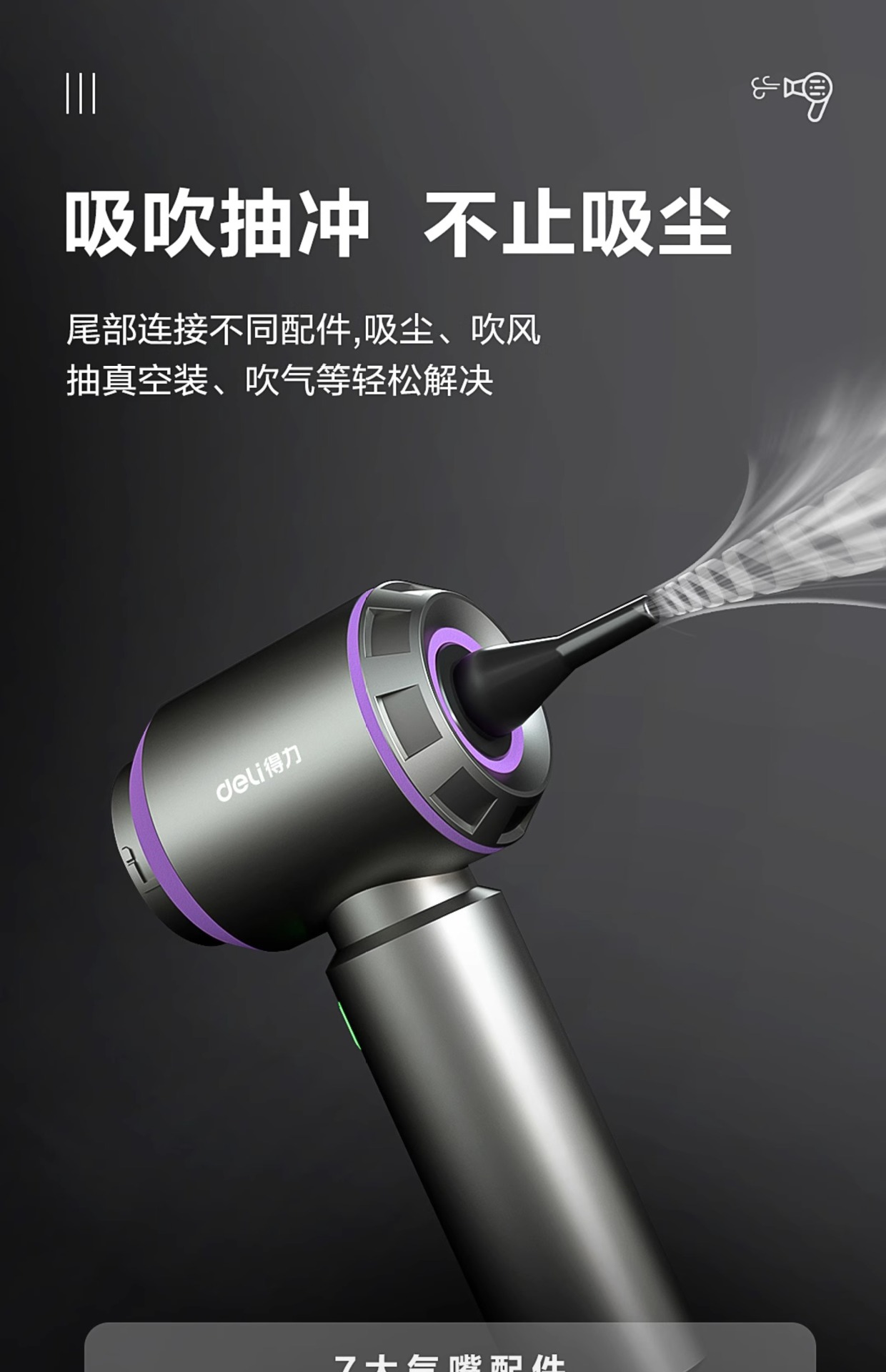 Deli Dl881121 Car Vacuum Cleaner Handheld Small Wireless Mini Dual-Use Vacuum Blower for Home and Car Use