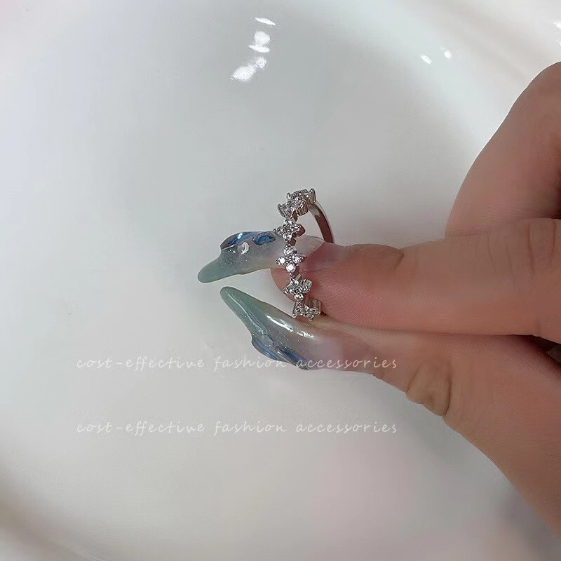 小众设计粉钻锆石甜美ins冷淡风高级感戒指女开口个性不规则爱心|undefined