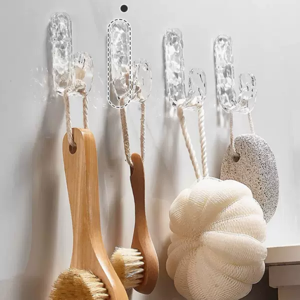 Acrylic corrugated hook household bathroom Spoon bath ball bath brush punch-free wall-mounted hook