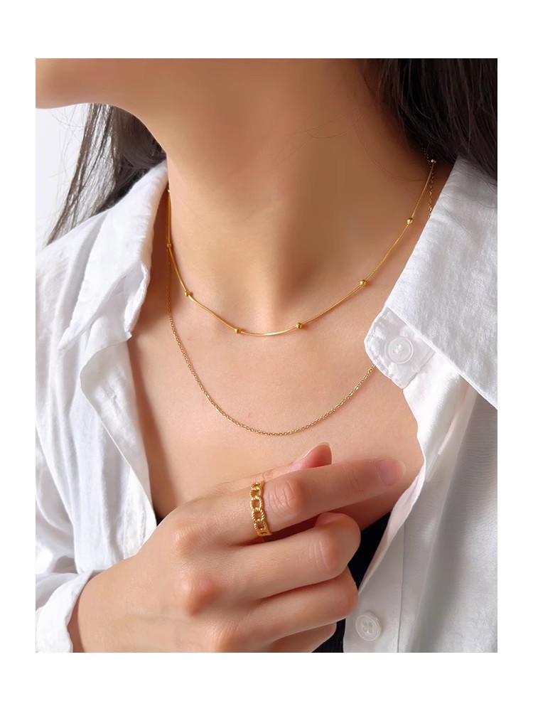 Titanium Steel Chain Material 1 Piece Quantity Holiday, Daily Occasion Simple Style Solid Color Titanium Steel Necklace