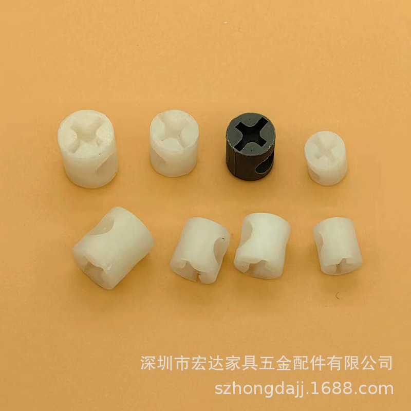 塑料锤仔螺母横孔螺母橱柜二合一双向直通连接件板式家具五金配件