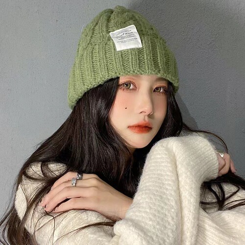Japanese student hat for girls, autumn and winter high-quality Instagram stylish chunky knit wool hat, versatile loose large head circumference cold hat