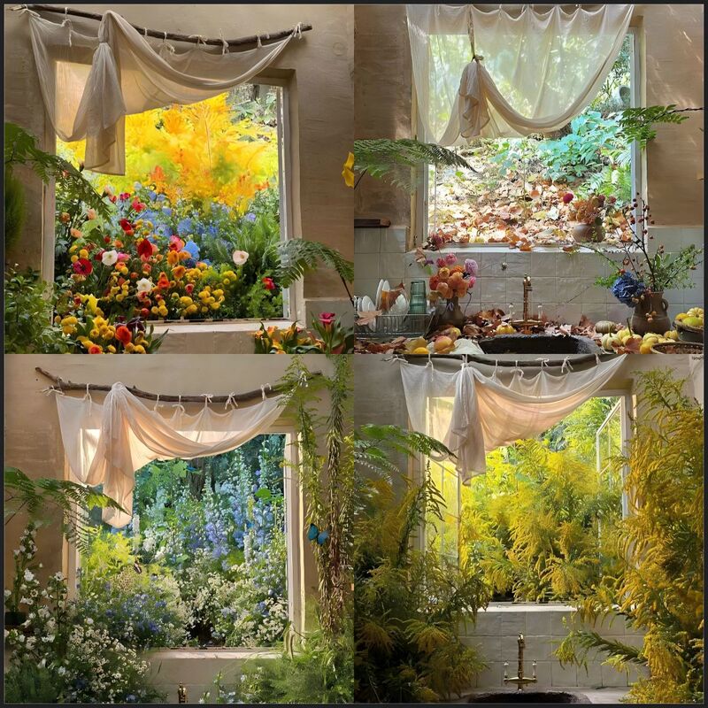 Monet's Garden Style Artificial Flowers Wedding Hall Floral Decoration Oil Painting Style Monet's Window Artificial Flower Material Set Monet's Garden Style Artificial Flowers Wedding Hall Floral Decoration Oil Painting Style Monet's Window Artificial Flower Material Set