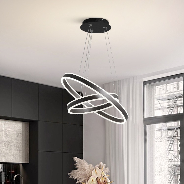 Lámpara de la sala de estar nórdica moderna y simple atmósfera doméstica lámpara principal lujosa lámpara circular 2025 nueva