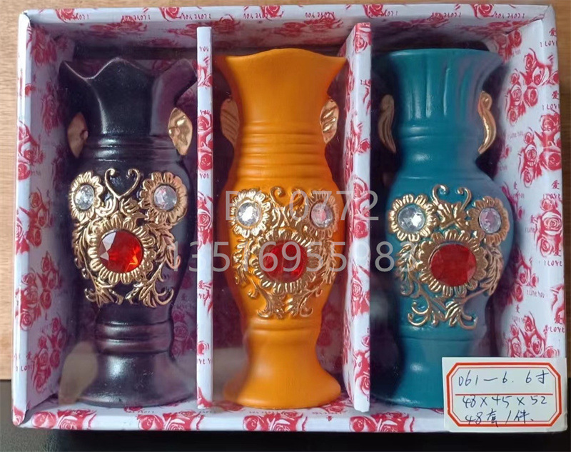 6寸15公分陶瓷花瓶 复古木纹花瓶北欧地中海风格优雅时尚装饰花瓶详情27