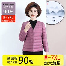 新款轻薄羽绒服女中老年妈妈装V领圆领羽绒内胆保暖内穿薄款大码