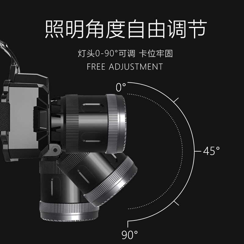 Nueva luz LED recargable iluminación de largo alcance al aire libre trabajo acampando pescar por la noche cabeza inducción luz