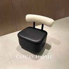 中世スタイルのユニバーサルホイール小さなスツールホームリビングルームハイエンドレザーロースツールサイレントヨーヨースツール背もたれ付きロースツール