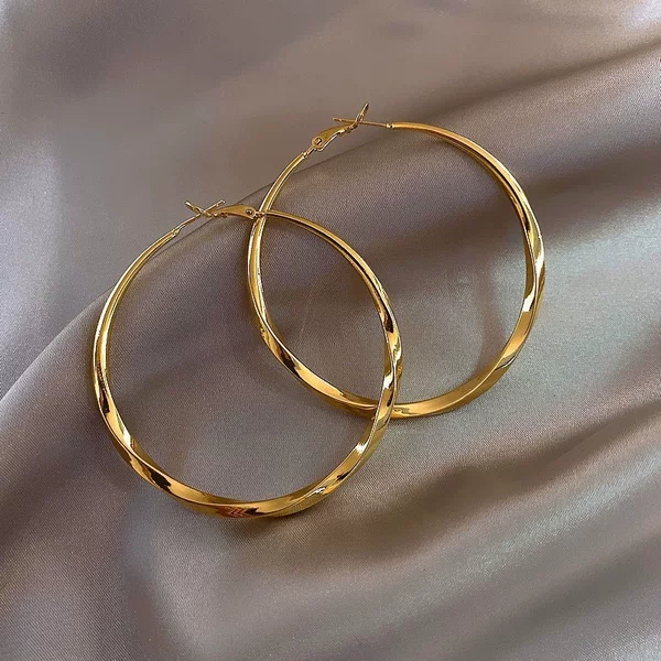 S925 Silver Needle European and American Exaggerated Plain Hoop Earrings for Women, High-End, Light Luxury, Versatile, Simple and Elegant Earrings Wholesale