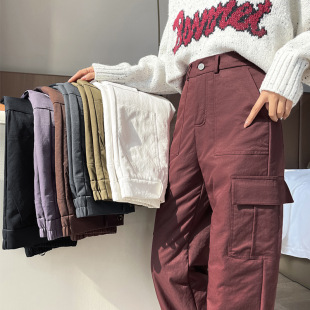 Down Workwear down Pants (White Duck down 90%) Women's Winter Slim Fashion Versatile Slim Casual Pants