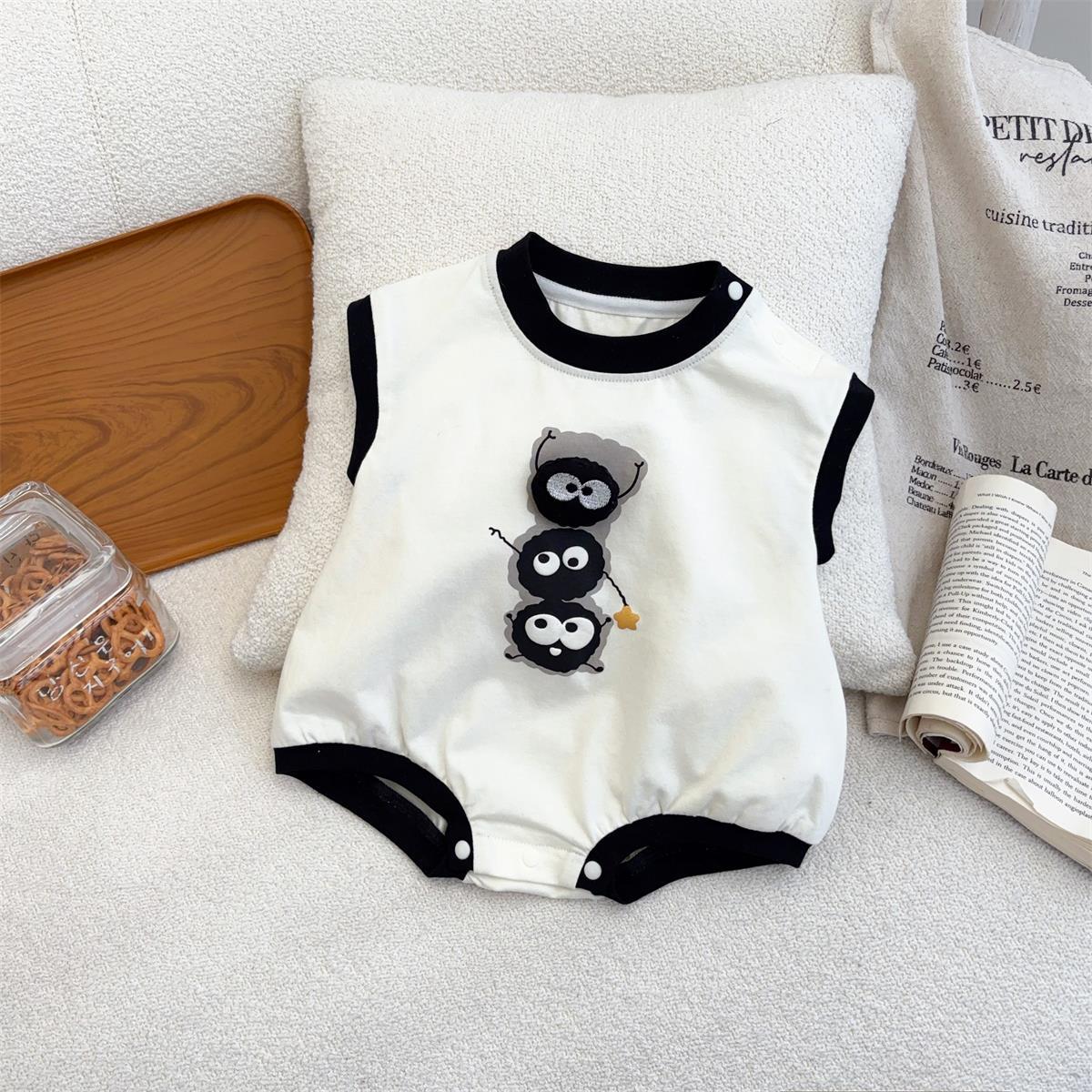 Ropa de pedo para bebé 2025 verano delgado de dibujos animados briquetas elfo sin mangas corto Ha Clase A Ropa de gatear para bebés agradable para la piel 1