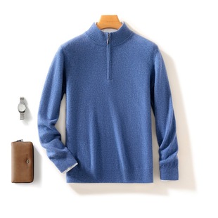 25 New Autumn and Winter Casual Cashmere Knitwear Men's Zipper Half Turtleneck Shirt Business Long-Sleeved Pullover Knitwear Knitwear
