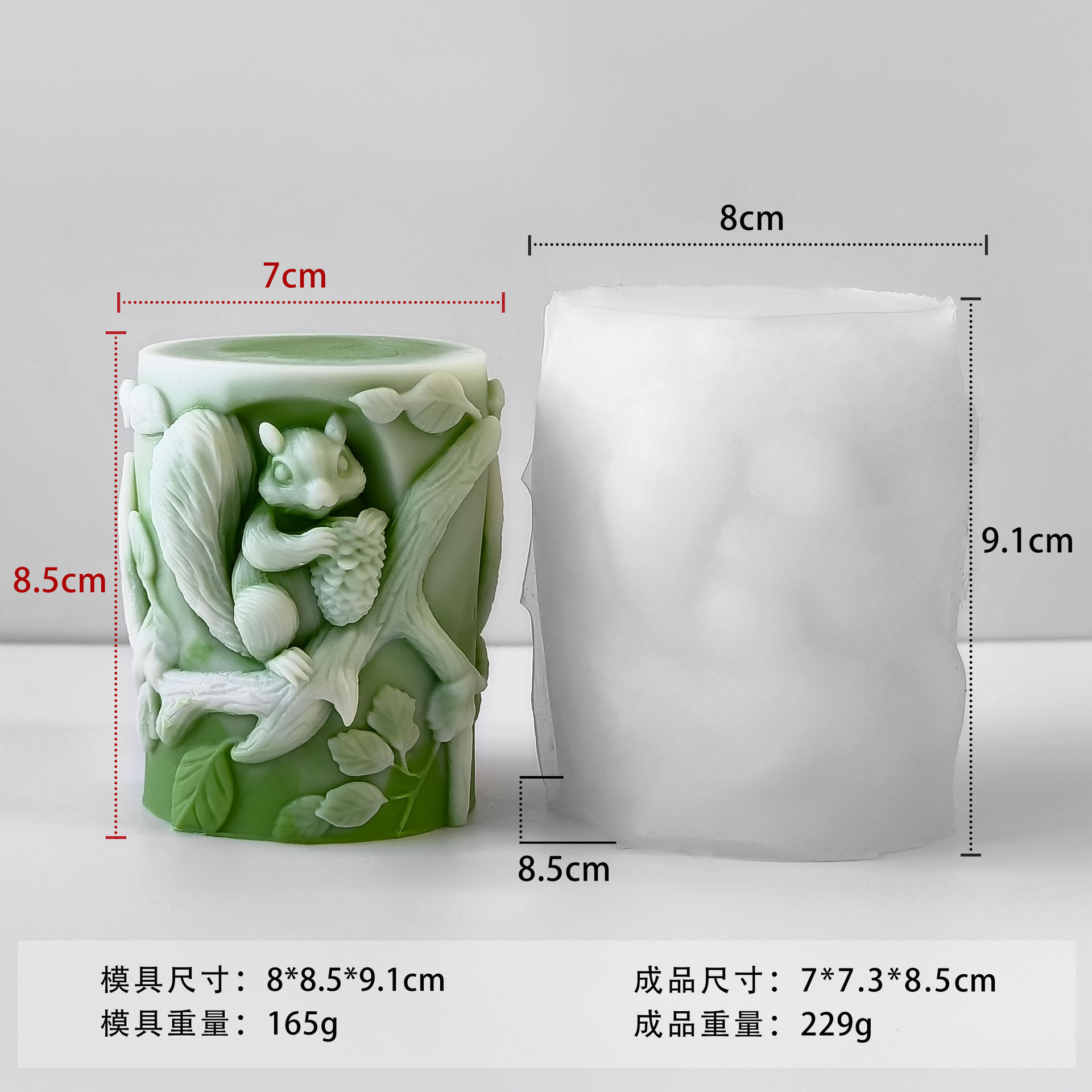 Molde de vela de aromaterapia de pilar redondo koala animal tridimensional ardilla diy yeso adorno abrasivo de silicona