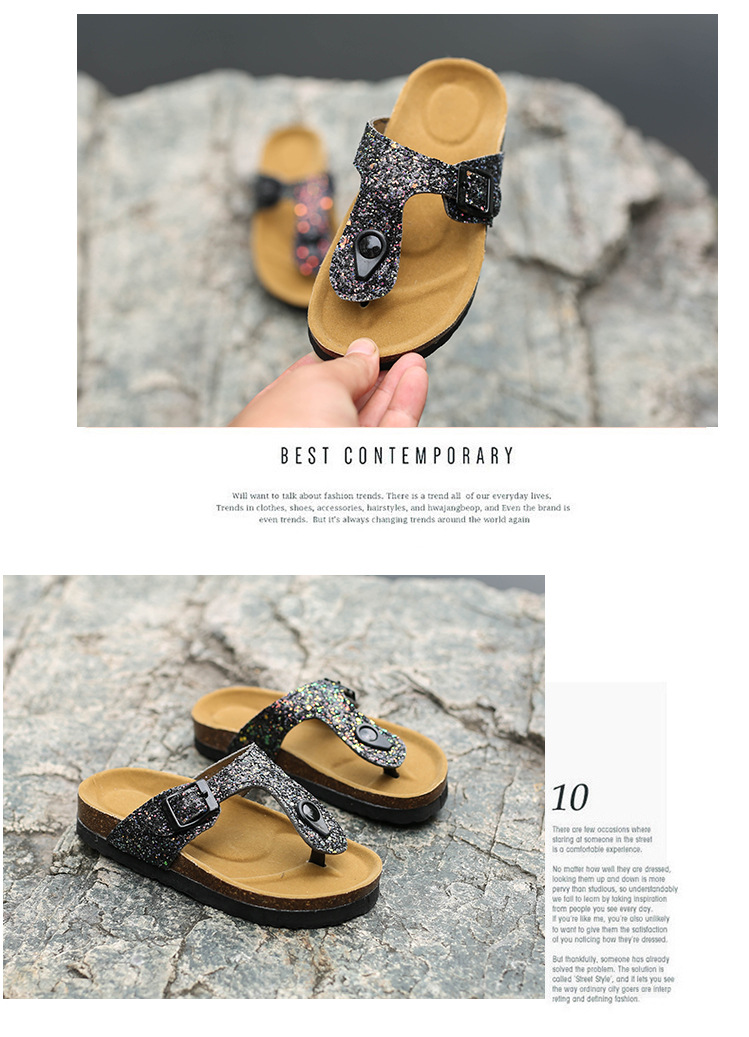 New large-sized women's sandals for foreign trade, colorful ice crystal water diamond cork slippers, Korean-style fashionable herd-shaped slippers for women undefined