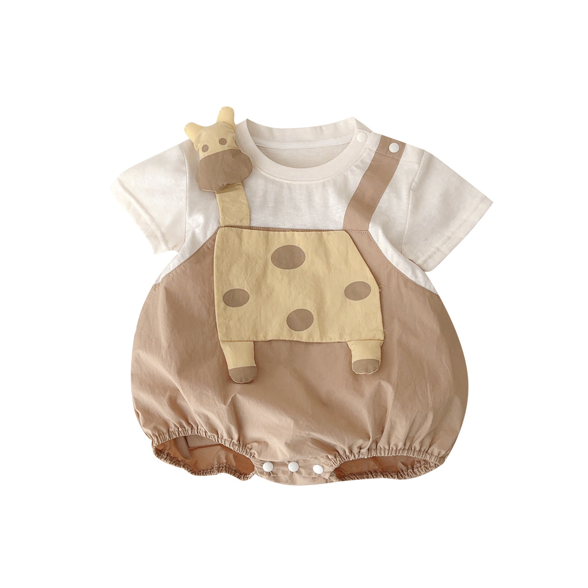 Verano nuevo estilo niño falso de dos piezas de manga corta mono 0-1 niño bebé recién nacido dibujos animados jirafa bolso trasero 2