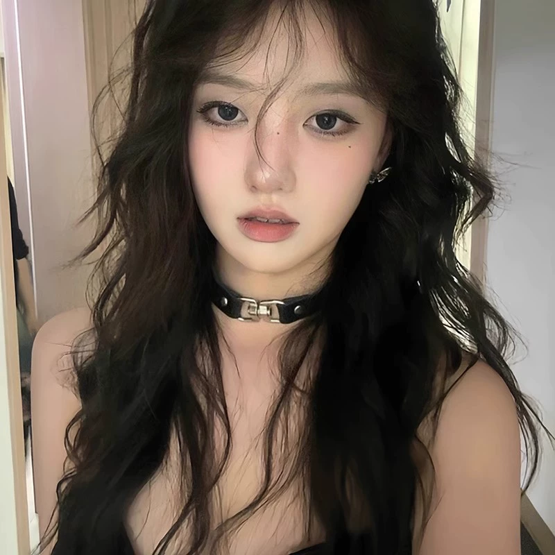 Black choker, necklace, punk style, 2 carat