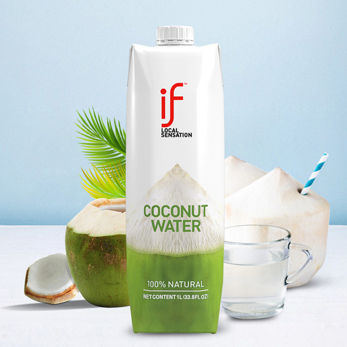 Thailand IF Coconut Water 100% Natural young coconut drink, summer cool fruit beverage, 1L bottle, imported beverage, wholesale