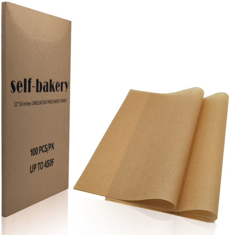 Venta caliente de Amazon papel de aceite de hornear 16 "x 12" cocina perchment papel absorbente de aceite papel de hornear papel de aceite de silicona natural