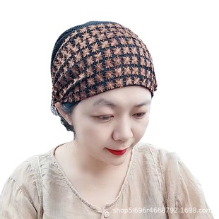 New Checkered Baby's Breath Turban with White Hair, Embroidered Turban, Versatile Hat, Fashionable Ethnic Style