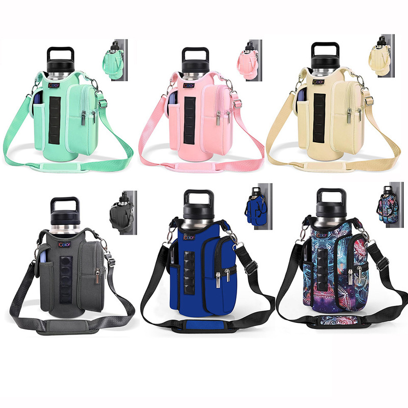 Magnetic Pouch Water Bottle Holder Gym Bottle Carry Bag with Phone Pocket&Gym Accessories Storage Built-In Magnet Water Cup Sleeve