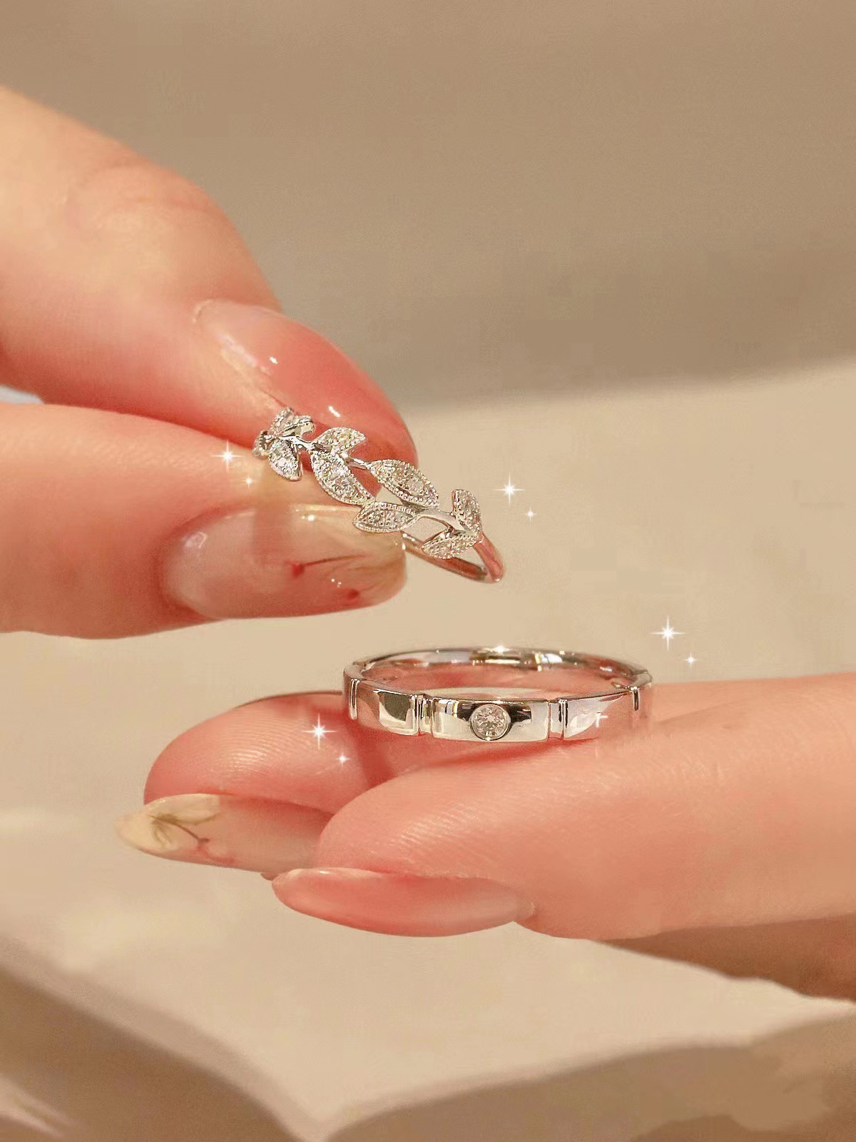 Coppia di fedi nuziali in argento Sterling con zolletta di zucchero e incontro romantico, per uomo e donna, per San Valentino_voghion.com