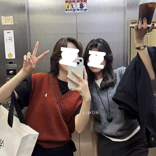 Mouse ear Korean-style atmosphere wear unique layering knitted vest women slimming temperament fashion casual