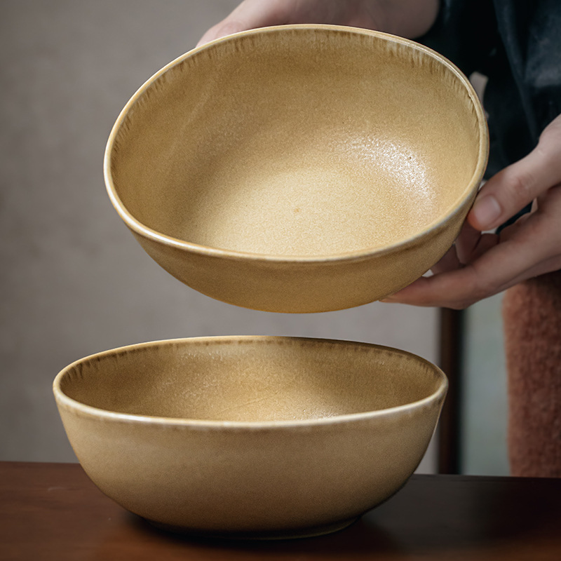 Cuencos de ensalada de forma especial de 7 pulgadas vintage mate cuencos de cerámica cuencos de frutas exportación transfronteriza