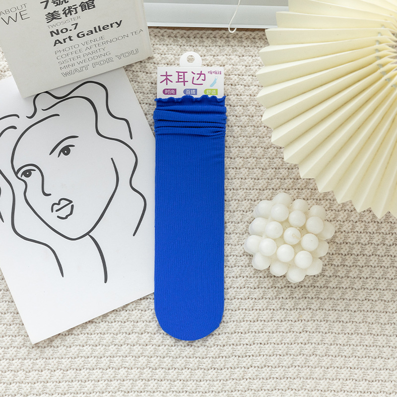 Calcetines de hielo finos de terciopelo de primavera, verano y otoño, medias a rayas para mujer, medias de hielo de tubo medio, calcetines de pila japoneses transpirables