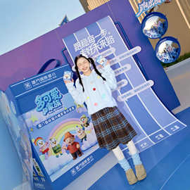 甜美古着女叠穿蓝色格子千禧风y2k慵懒感花边百搭宽松裤裙潮