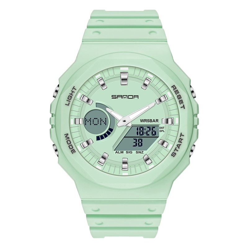 SANDA 6016 deportes reloj electrónico sincronización octogonal placa luminosa alarma cinta juvenil reloj
