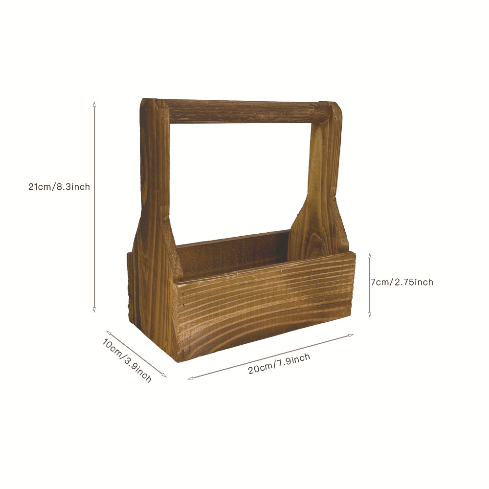 Cross Border New Product Rectangular Wooden Flower Pot Hanging Fleshy Flower Pot Handmade Garden Flower Pot Home Decoration Indoor and Outdoor 2