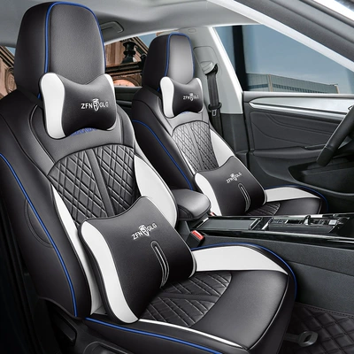 Modelə uyğun (Original) oturacaq örtükləri Interior Seat Cushion - black-and-white-blue-full-leather-deluxe-edition-remarks-model-year-rear-half-pack