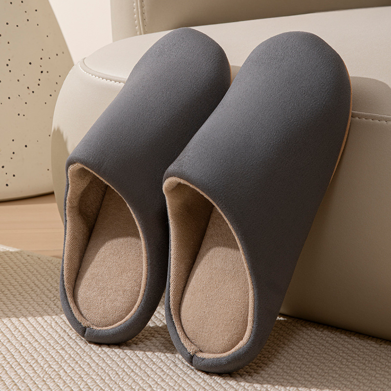 日本系ストライプスリッパ女性春秋静音保温室内軟底通気四季家庭滑り止め綿スリッパ男春