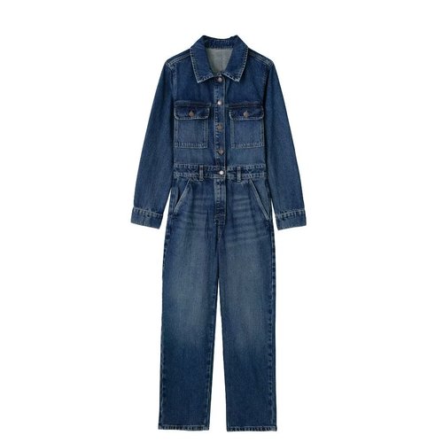 2023 new autumn women's clothing European and American style denim jumpsuit with front pockets 0108235 405