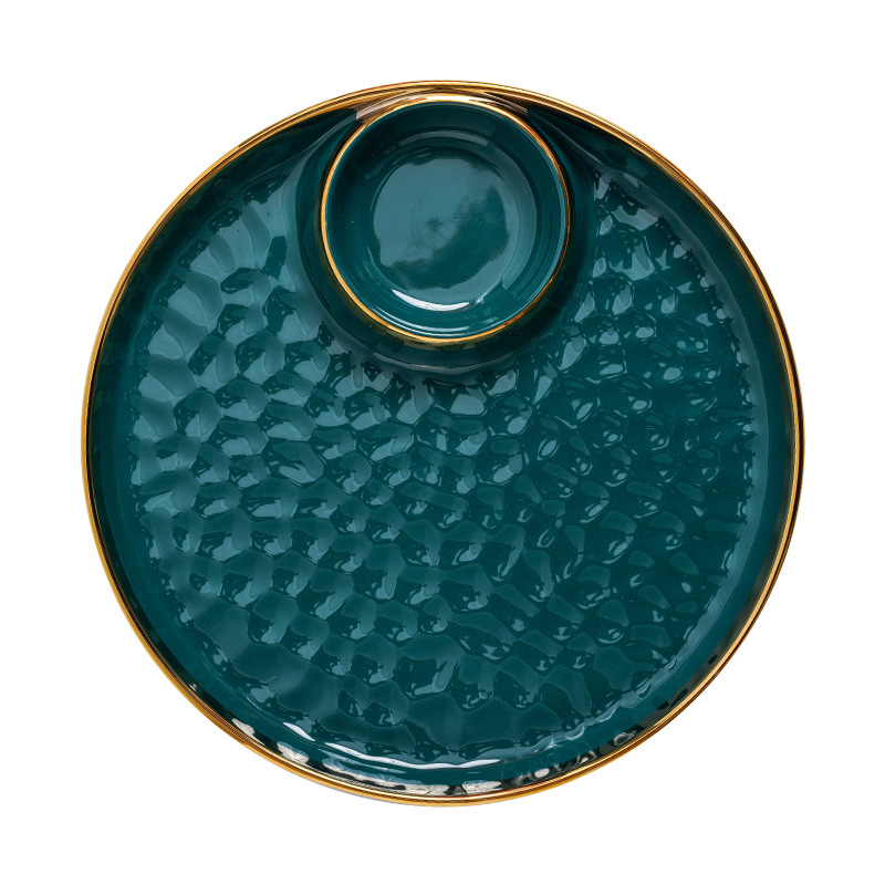 Nórdico creativo de cerámica bola de masa Placa de desayuno con vinagre plato de hogar Luz de lujo plato de sushi plato fritas