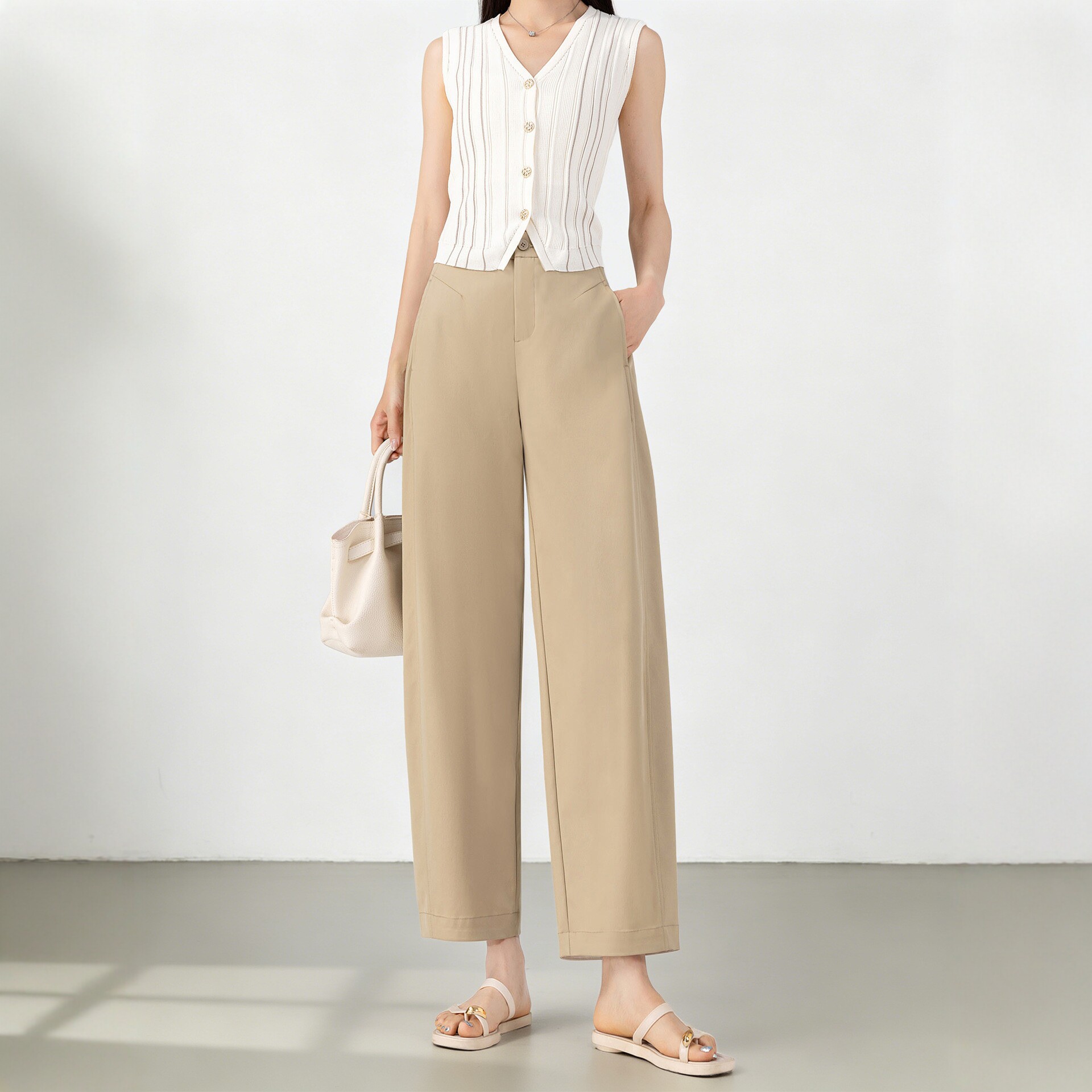 Women's Summer Thin Cropped Pants, Loose Tencel Cotton Casual Wide-Leg Pants, Cool Feel, 2026 Summer Women's Fashion, High-End Style