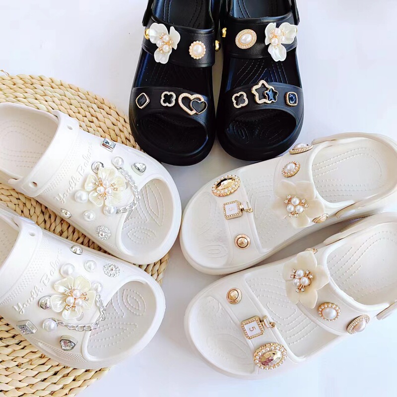 Cross-border new DIY hole shoes shoes flower pearl flower rhinestone perfume bottle decorative buckle accessories removable shoe buckle